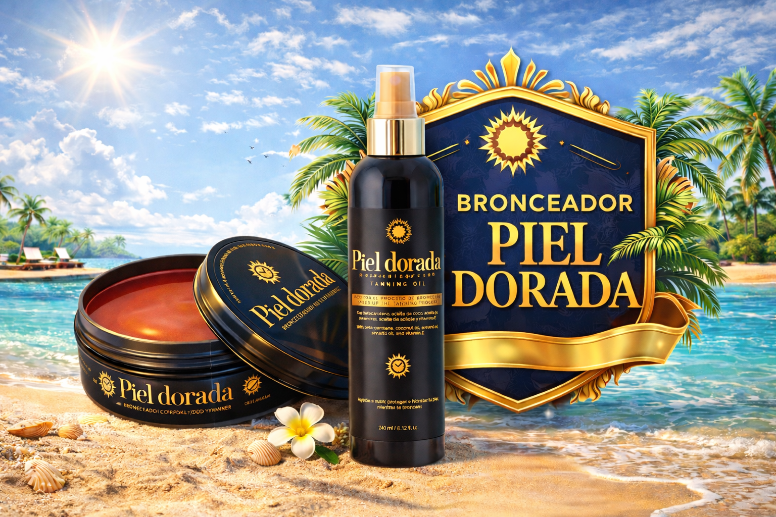 Pack Bronceador Piel Dorada Crema 180 gr + Aceite Bronceador 240 ml